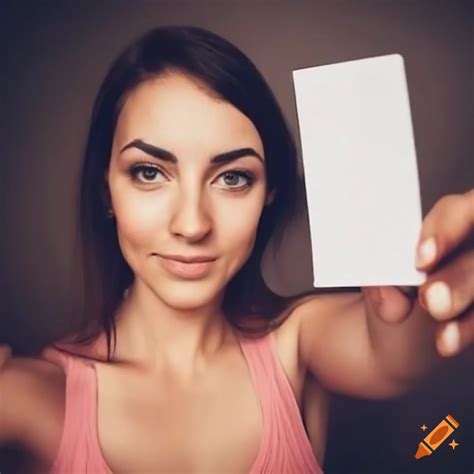 selfie woman holding paper